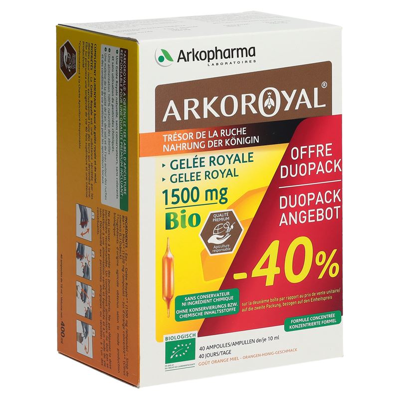 ARKOROYAL Gelée Royale 1500 mg Bio Duo 2 x 20 Stk