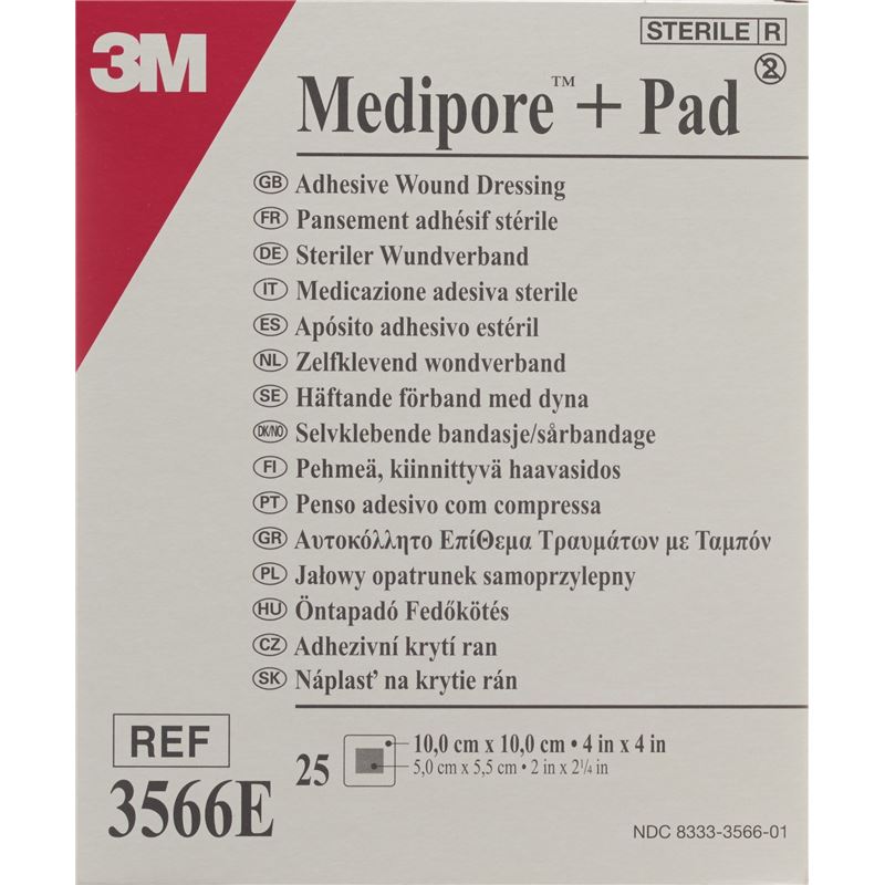3M MEDIPORE+PAD 10x10cm Wundkissen 5x5.5cm 25 Stk