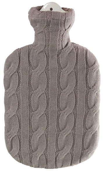 SÄNGER Wärmflasche 2l Strickbezug Zopf dunkelbe