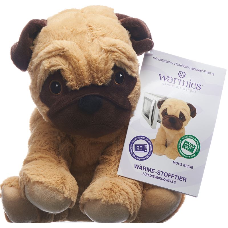 WARMIES Wärme-Stofftier Mops beige