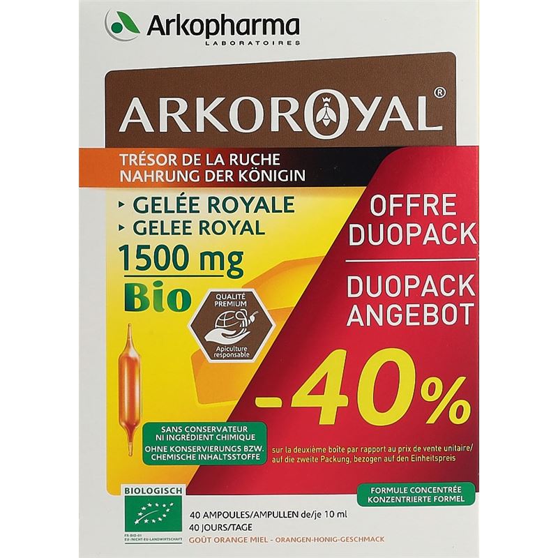 ARKOROYAL Gelée Royale 1500 mg Bio Duo 2 x 20 Stk