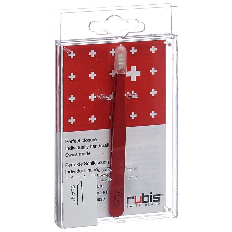 RUBIS Pinzette schräg rot Inox