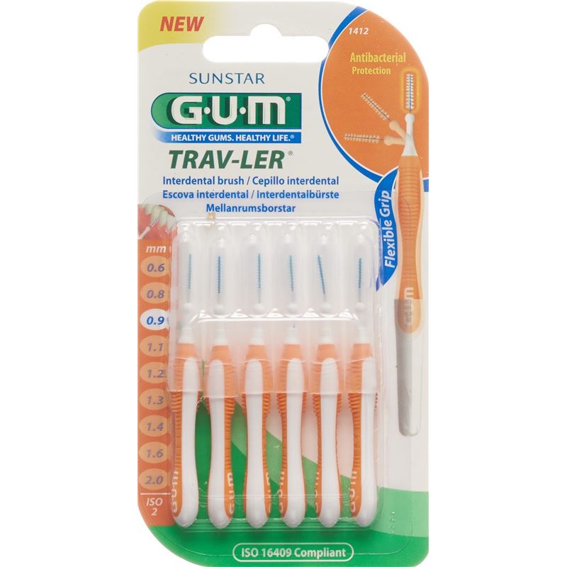 GUM SUNSTAR Trav-Ler 0.9mm cylindric orange 6 Stk
