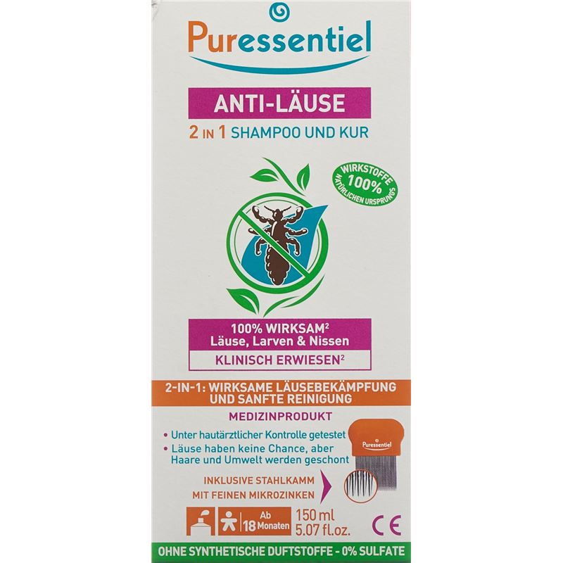 PURESSENTIEL Anti-Läuse-Shampoo-Maske +Kamm 150 ml