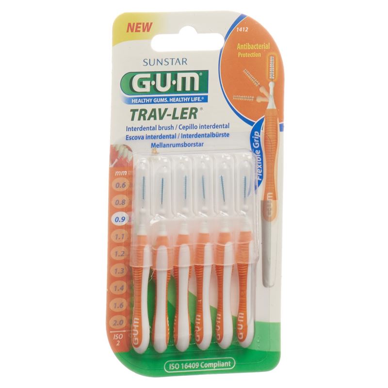 GUM SUNSTAR Trav-Ler 0.9mm cylindric orange 6 Stk