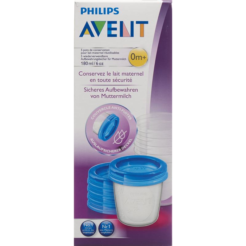 AVENT PHILIPS VIA Aufbewahrbech 180ml 5Bech, 5Deck
