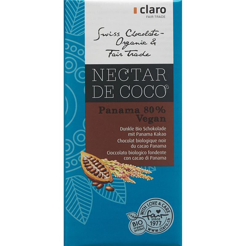 CLARO Nectar de Coco Panama 80% Tafel Bio 100 g
