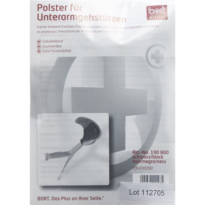 BORT Polster für Unterarmgehstütze schwarz 1 Paar