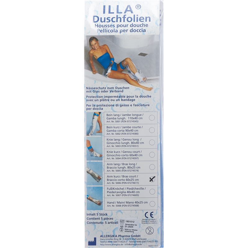 ILLA Dusch Schutzfolie 60x25cm Arm kurz 5 Stk