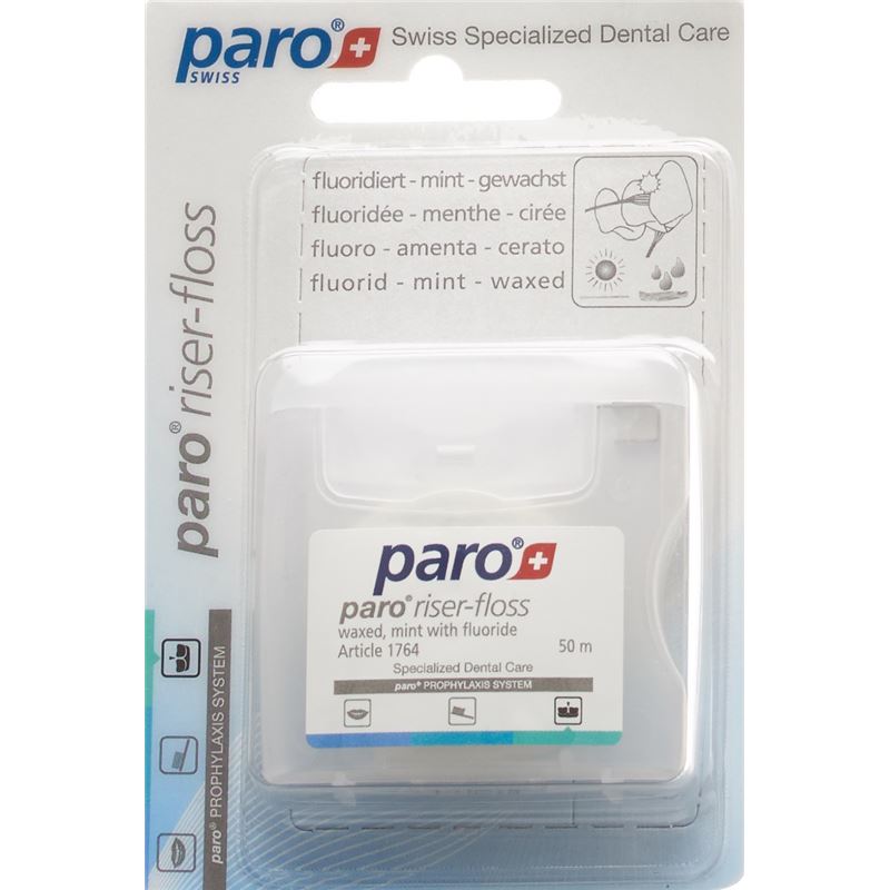 PARO Riser Floss 50m gewachst Mint mit Fluorid
