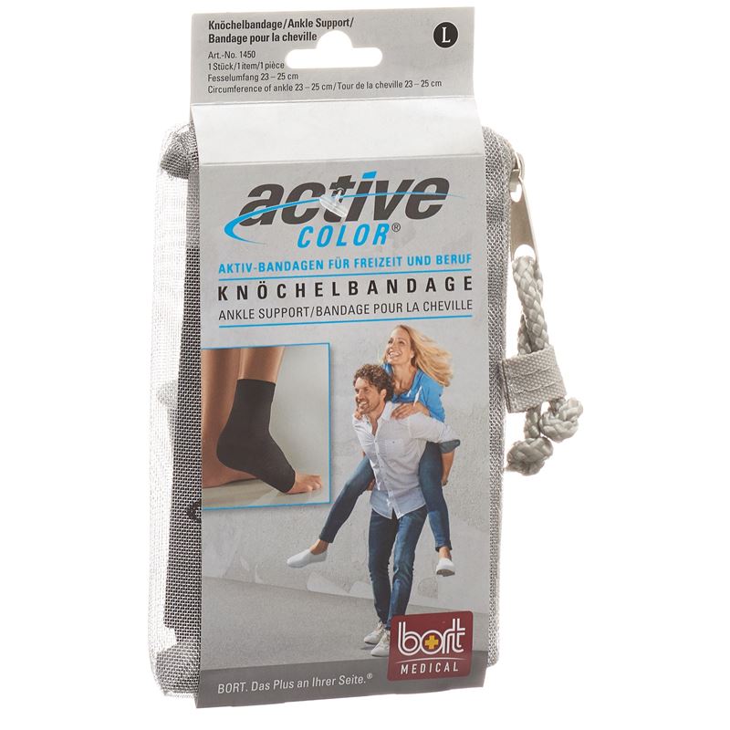 BORT ActiveColor Knöchelbandage L +23cm schwarz
