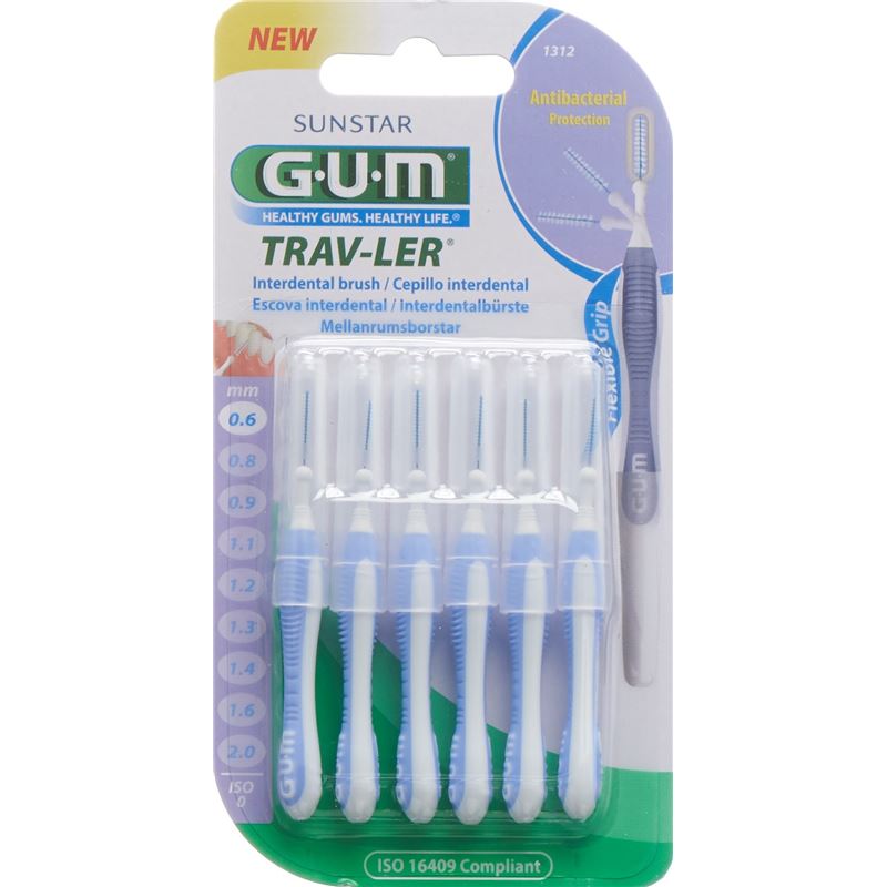 GUM SUNSTAR Trav-Ler 0.6mm cylindric lila 6 Stk
