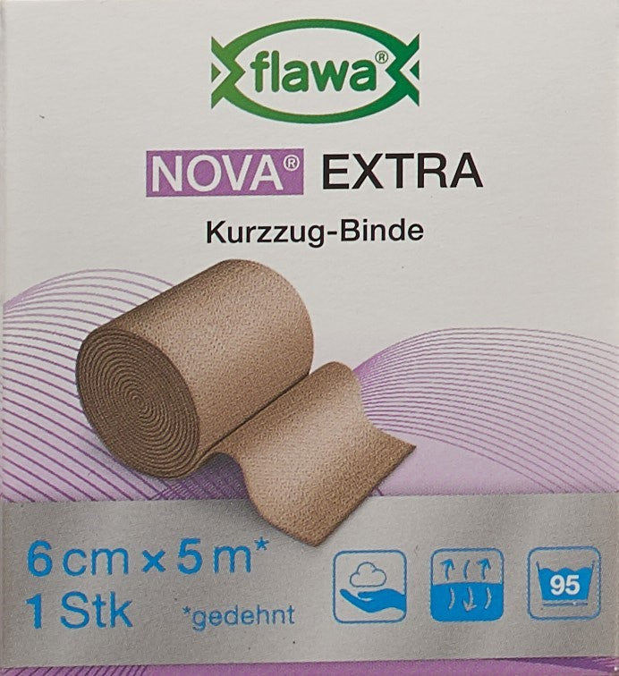 FLAWA NOVA EXTRA Kurzzugbinde 6cmx5m hautfarbig
