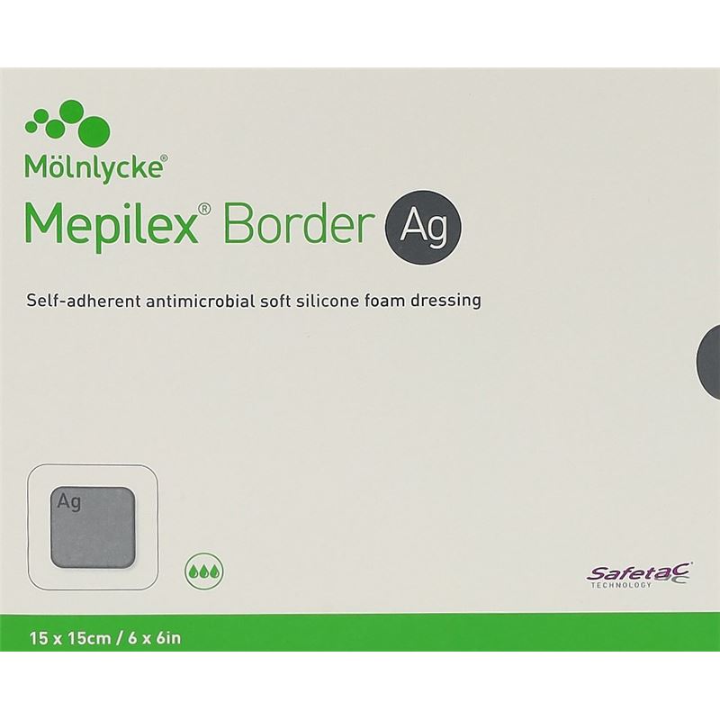 MEPILEX Ag Border Schaumverband 15x15cm 5 Stk