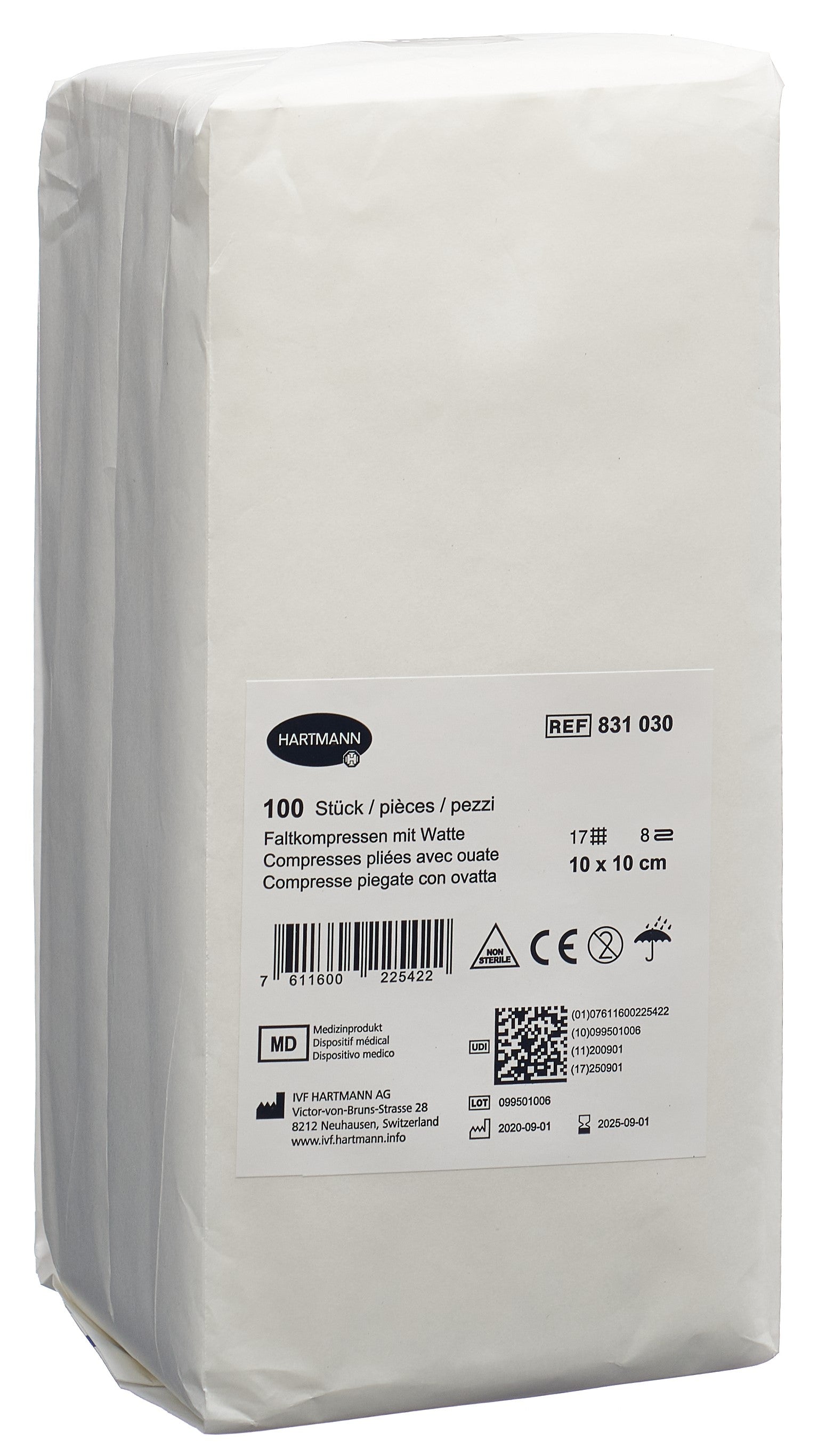 IVF Faltkompresse Watte Typ 17 10x10cm 8f 100 Stk