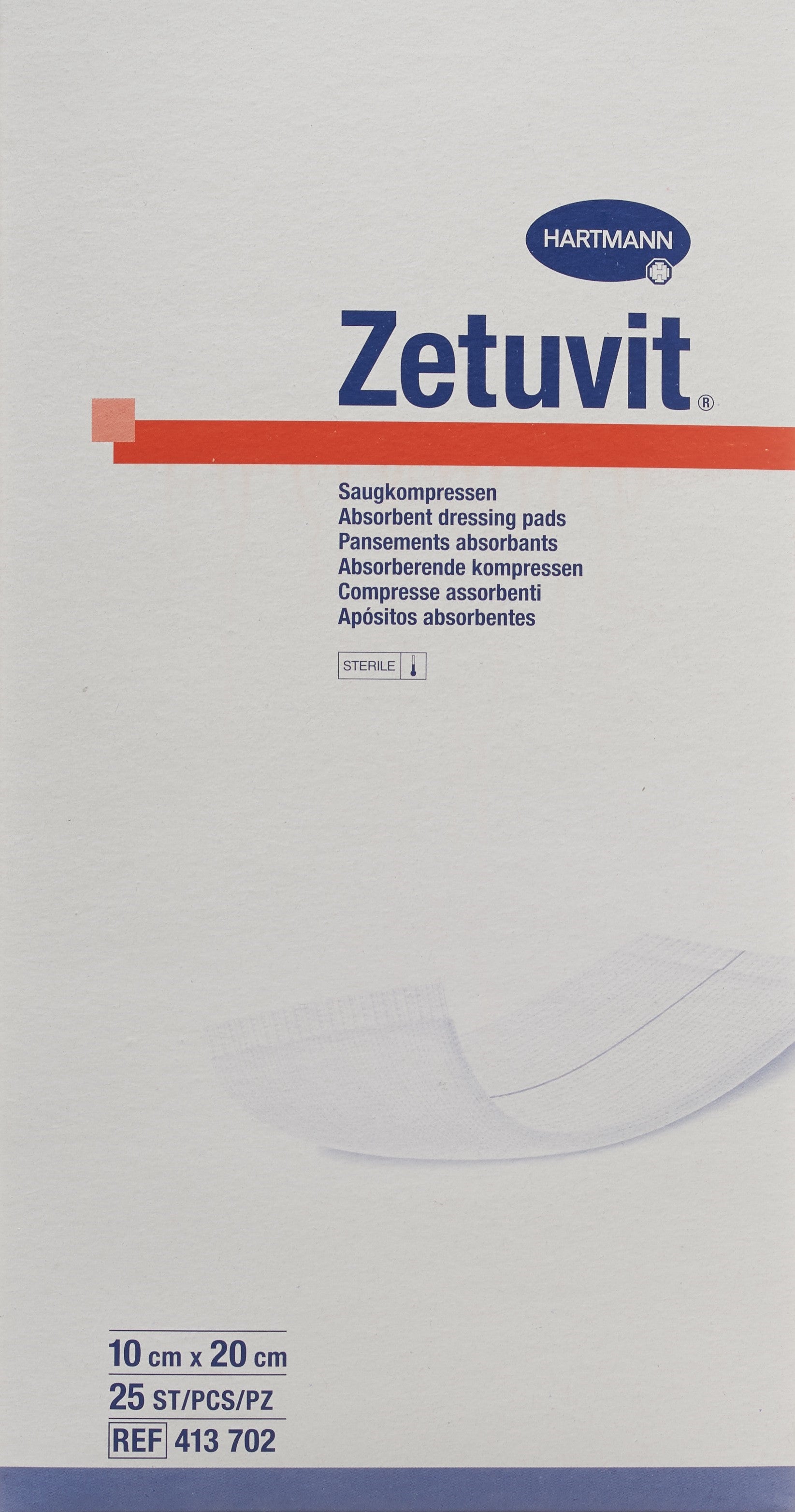 ZETUVIT Absorptionsverband 10x20cm steril 25 Stk