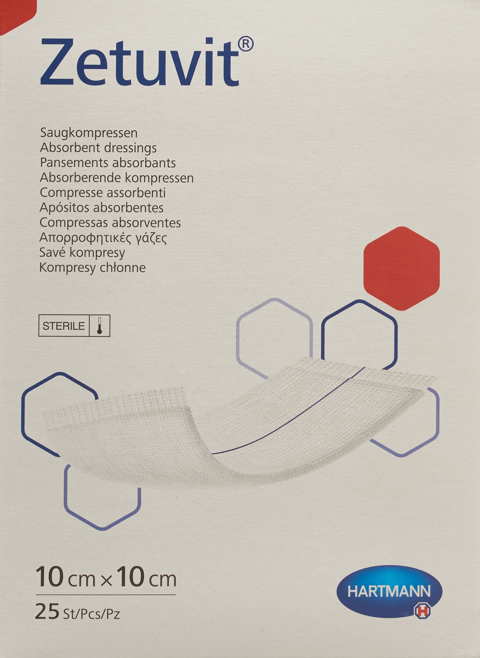 ZETUVIT Absorptionsverband 10x10cm steril 25 Stk