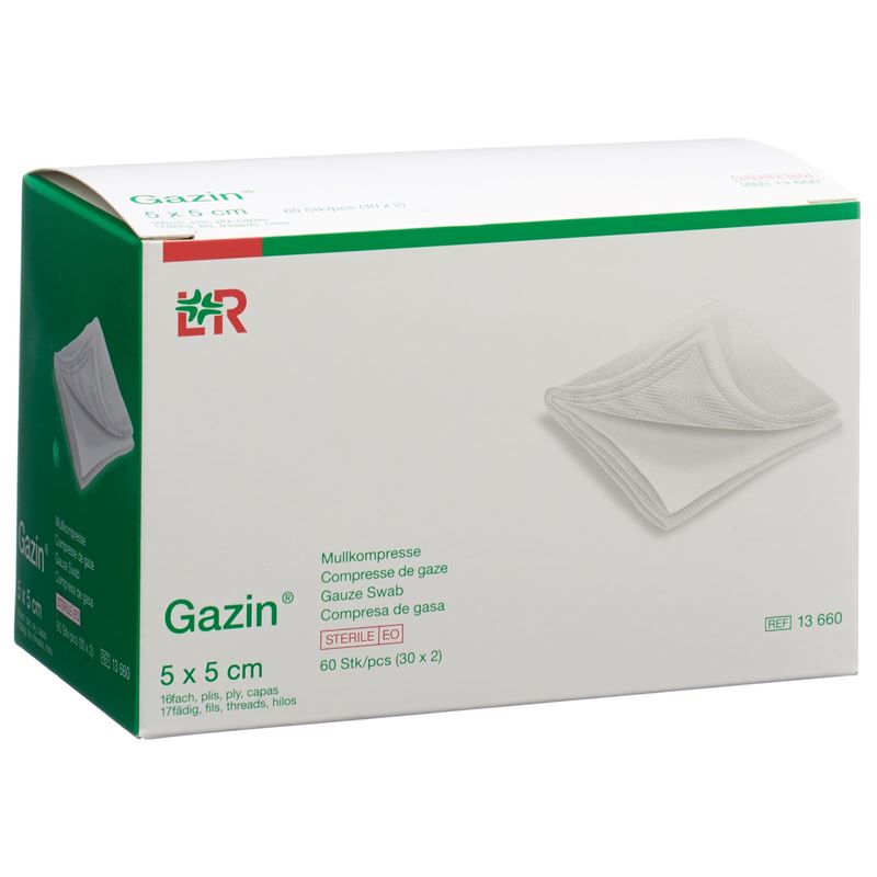 GAZIN Mullkompressen 5x5cm 16f st 30 x 2 Stk
