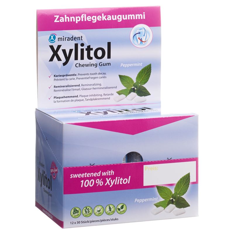 MIRADENT Xylitol Kaugummi Mint 12 x 30 Stk